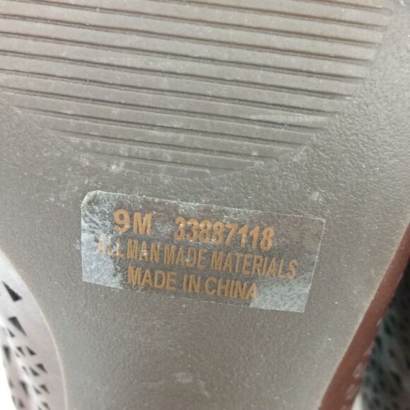 Cato Laser Cut Punch Design Brown Vegan Leather Slip on Heeled Mules - Picture 8 of 8